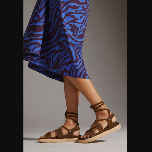 New Anthropologie Tie-Up Gladiator Brown Sandals - Size 6.5-7US (EU 37) - Picture 1 of 5